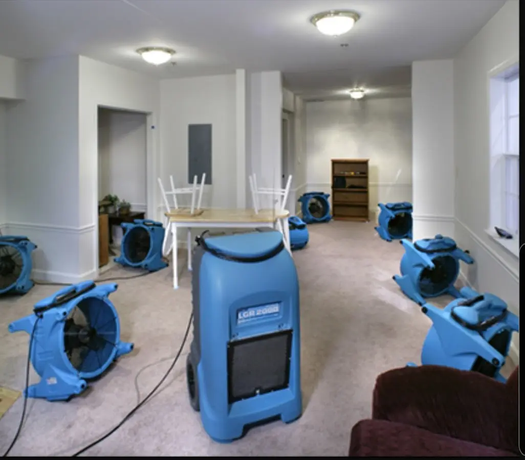 Air movers and dehumidifier setup for Water Extraction & Removal in North Bergen