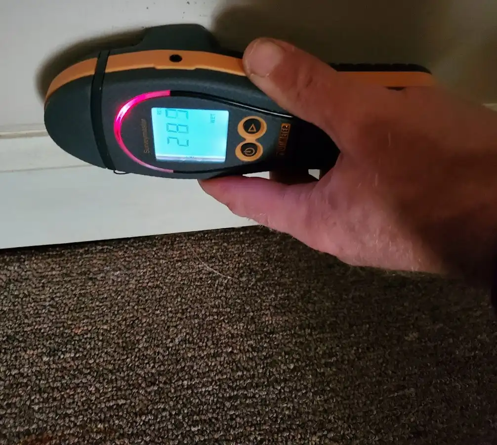 Moisture detection at baseboard during Sewage Cleanup & Sanitation in North Bergen